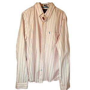 Abercrombie & Fitch Pink Blue Stripe Y2K Button Down Big Tall Mens Sz XXL Muscle